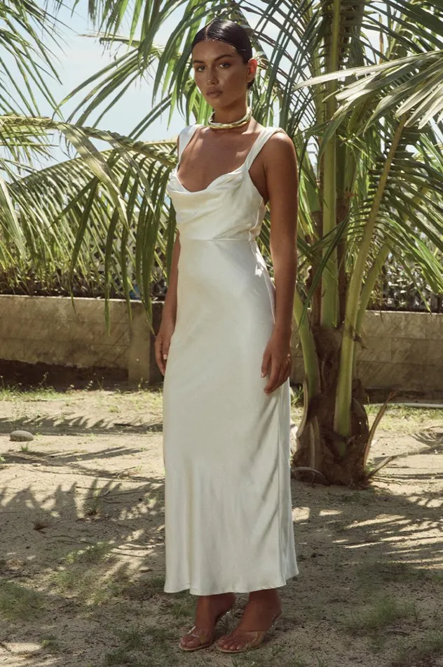 Women Slip Dresses Runaway The Label HAVANNA MIDI DRESS Ivory