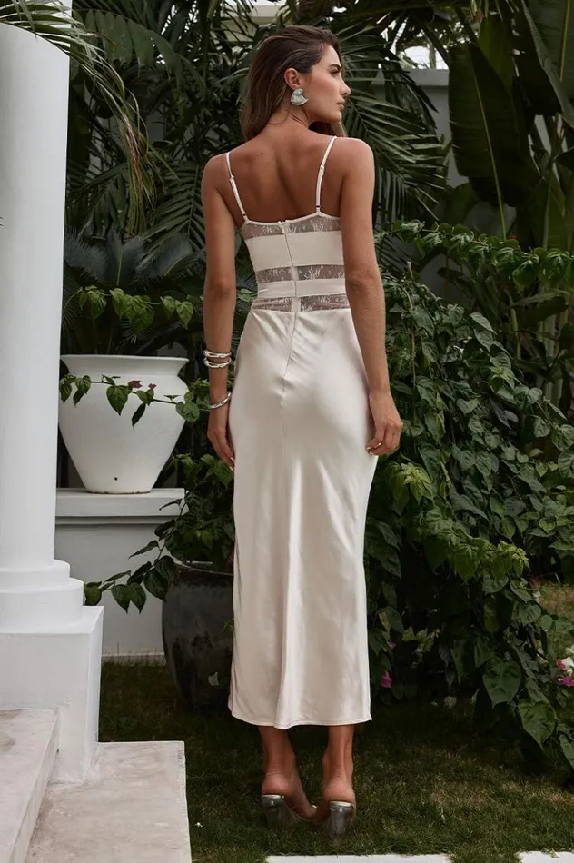 Women Slip Dresses Runaway The Label MELROSE MIDI DRESS Champagne