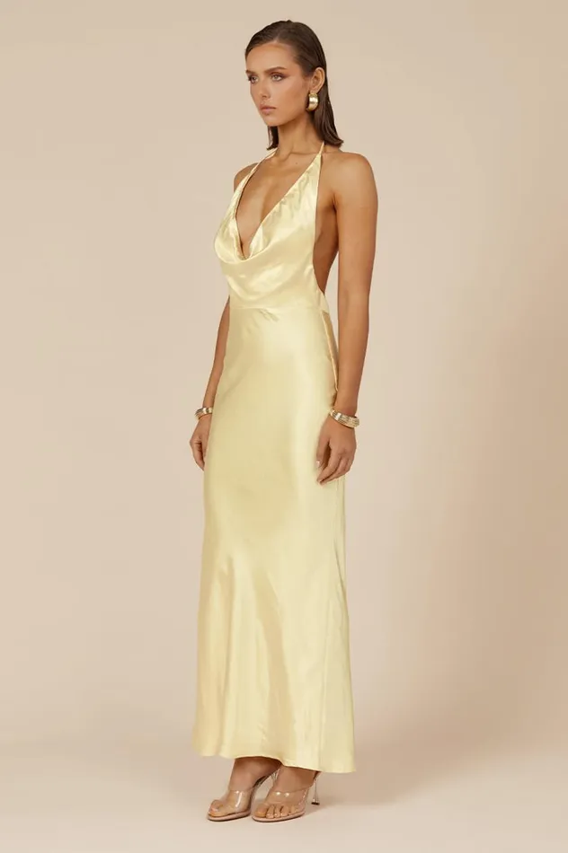 Women Slip Dresses Runaway The Label POSEY MAXI DRESS Lemon