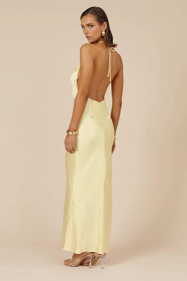 Women Slip Dresses Runaway The Label POSEY MAXI DRESS Lemon