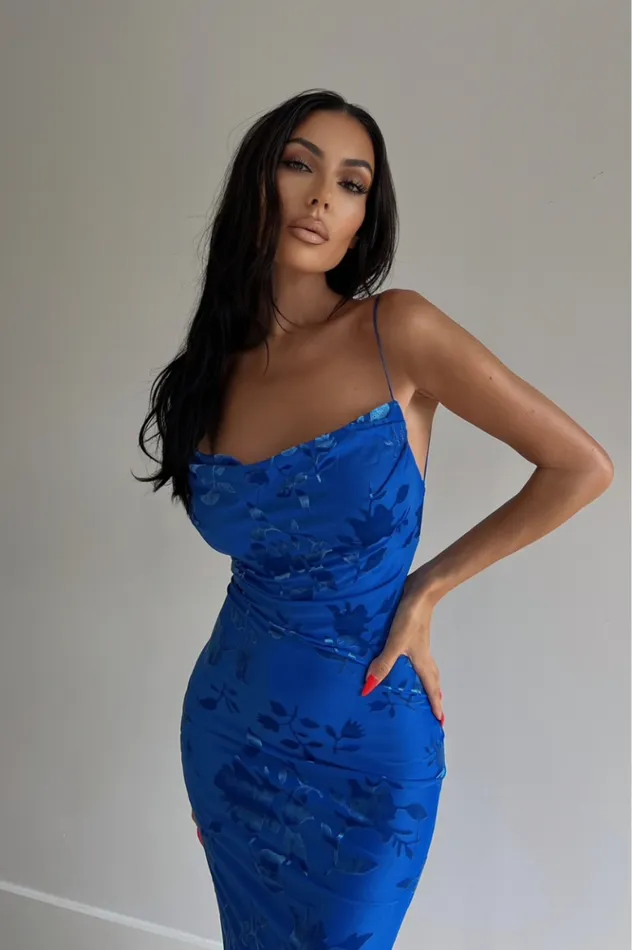 Women Slip Dresses Runaway The Label PRETORIA MAXI DRESS Blue
