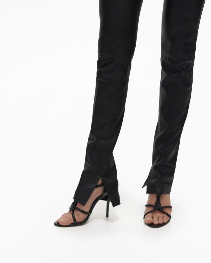 Women Slit Leather Pant Onyx Helmut Lang Pants
