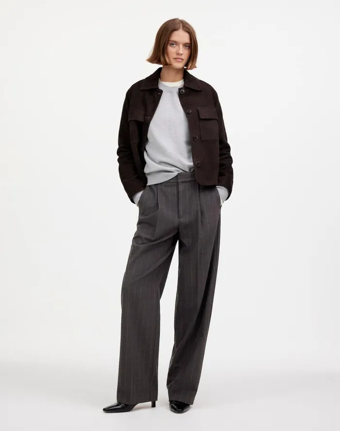 Women Slouchy Straight Pants In Stripe Chocolate Wide Pinstripe Madewell Pants Women Slouchy Straight Pants In Stripe Chocolate Wide Pinstripe Madewell Pants