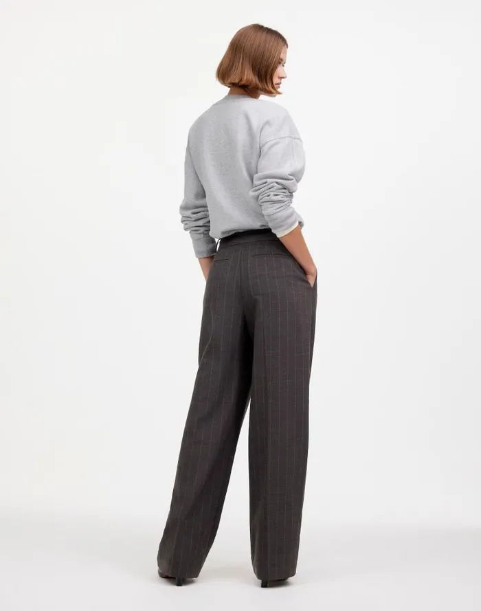 Women Slouchy Straight Pants In Stripe Chocolate Wide Pinstripe Madewell Pants