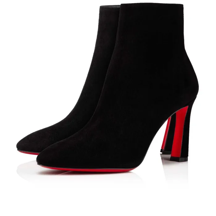 Women So Eleonor 85 Mm Low Boots 8211 Veau Velours 8211 Black Black Christian Louboutin Ankle Boots Women So Eleonor 85 Mm Low Boots 8211 Veau Velours 8211 Black Black Christian Louboutin Ankle Boots