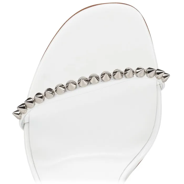 Women So Me 100 Mm Sandals 8211 Patent Calf Leather And Spikes 8211 Bianco White Christian Louboutin Sandals and Slides