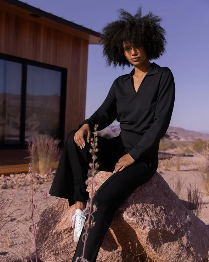 Women SPA DAY FRIDAY PONTE TOP Black TravisMathew Shirts and Tops