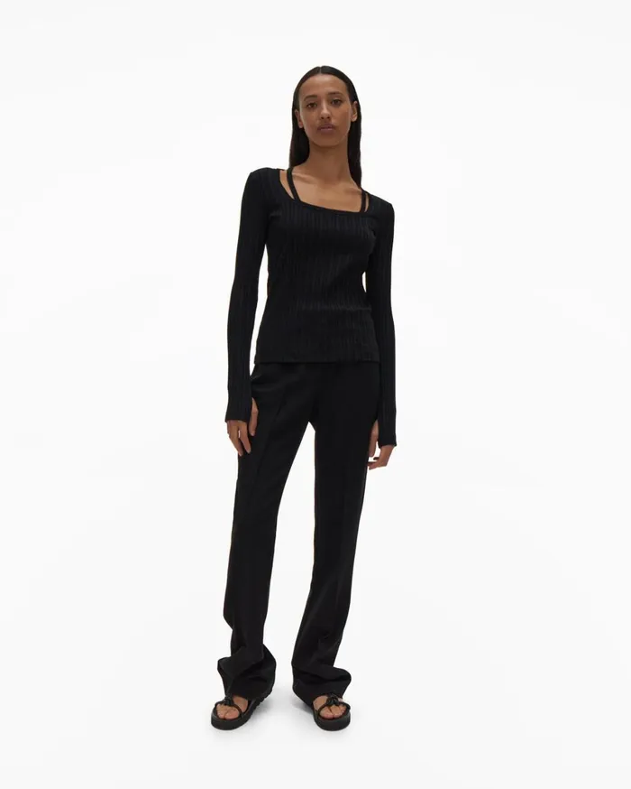 Women Square Neck Top Black Helmut Lang Tops