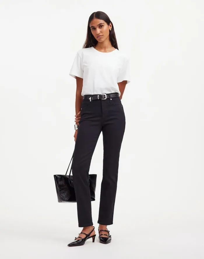 Women Stovepipe Jeans Black Rinse Wash Madewell Jeans