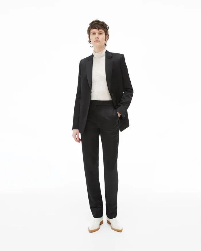 Women Straight Leg Satin Pant Black Helmut Lang Pants