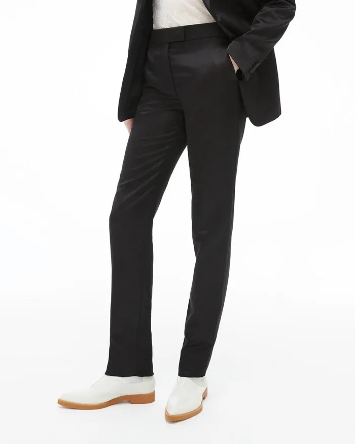 Women Straight Leg Satin Pant Black Helmut Lang Pants