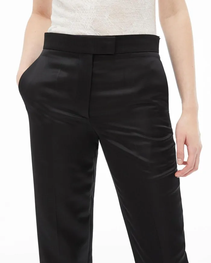 Women Straight Leg Satin Pant Black Helmut Lang Pants