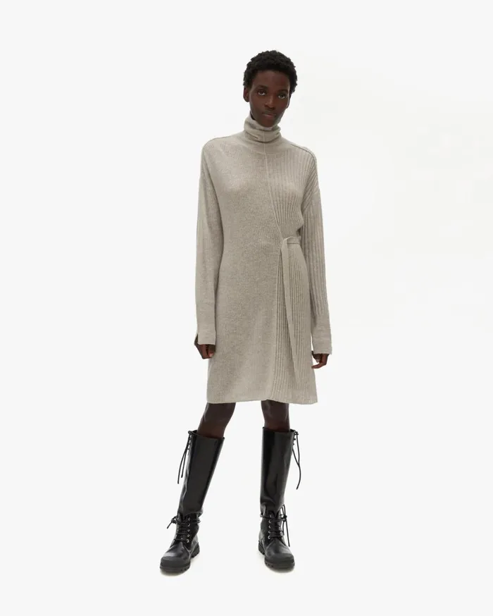Women Strap Turtleneck Sweater Dress Silver Mist Helmut Lang Dresses