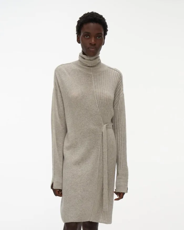 Women Strap Turtleneck Sweater Dress Silver Mist Helmut Lang Dresses