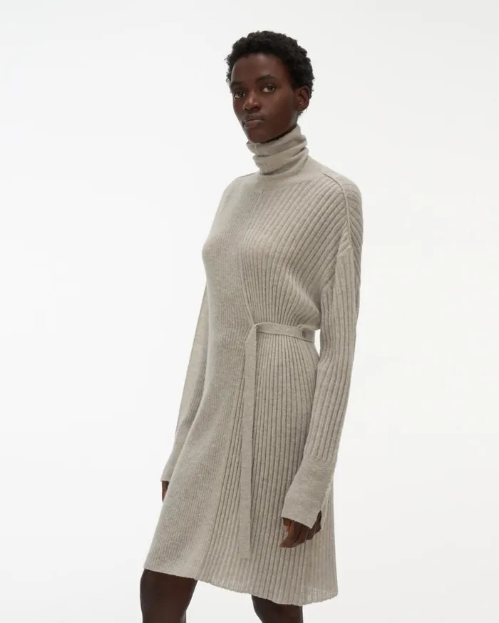 Women Strap Turtleneck Sweater Dress Silver Mist Helmut Lang Dresses
