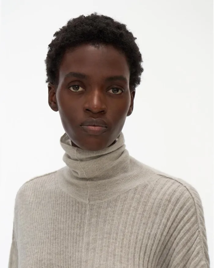 Women Strap Turtleneck Sweater Dress Silver Mist Helmut Lang Dresses