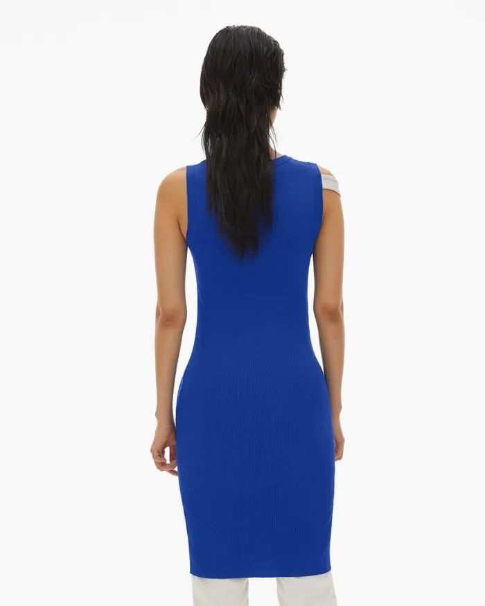 Women Stretch Viscose Crewneck Dress Azurite Helmut Lang Dresses and Skirts