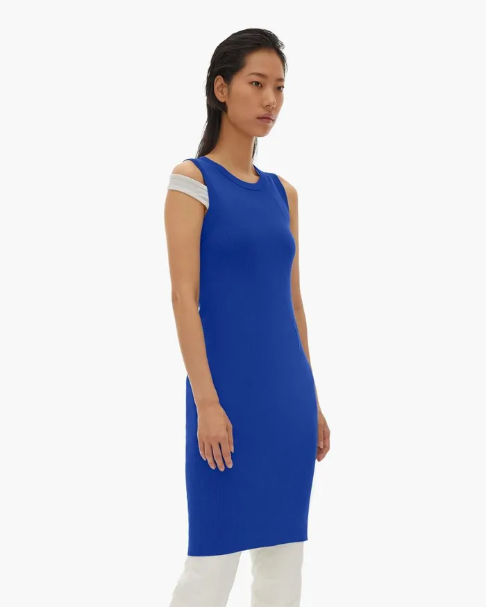 Women Stretch Viscose Crewneck Dress Azurite Helmut Lang Dresses and Skirts