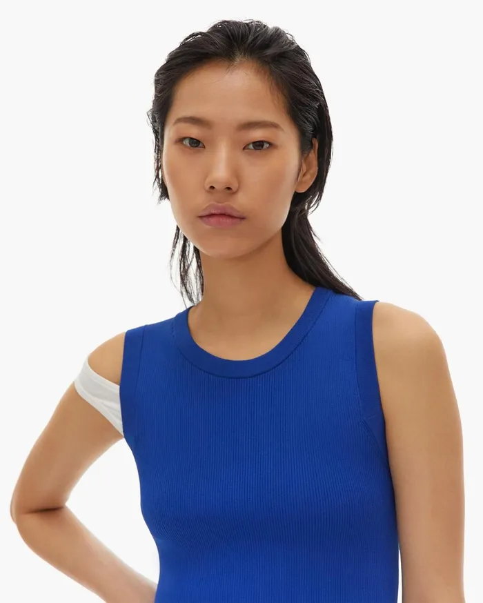 Women Stretch Viscose Crewneck Dress Azurite Helmut Lang Dresses and Skirts