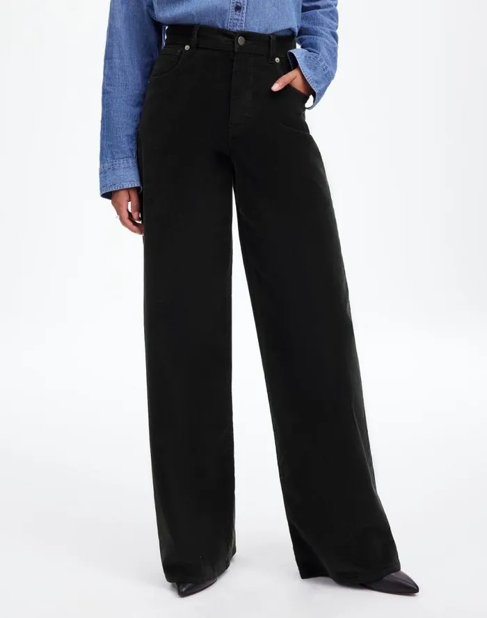 Women SuperwideLeg Pants In Corduroy True Black Madewell Pants