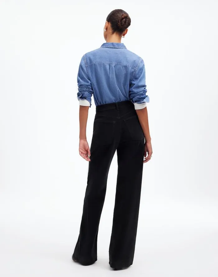 Women SuperwideLeg Pants In Corduroy True Black Madewell Pants