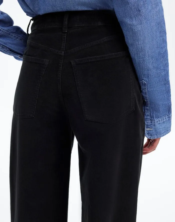 Women SuperwideLeg Pants In Corduroy True Black Madewell Pants