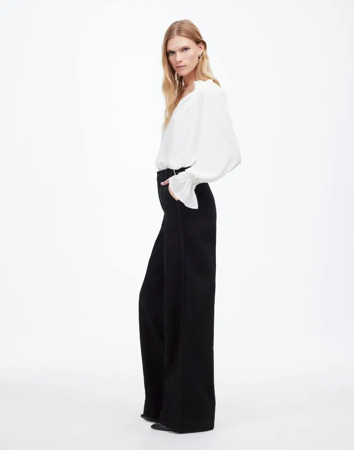 Women SuperwideLeg Trouser Jeans Black Rinse Wash Madewell Jeans