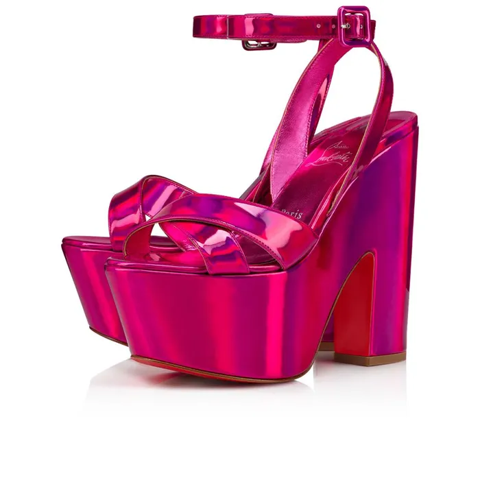 Women Superyaz 160 Mm Platform Sandals 8211 Patent Leather 8211 Fuxia Pink Christian Louboutin Sandals and Slides Women Superyaz 160 Mm Platform Sandals 8211 Patent Leather 8211 Fuxia Pink Christian Louboutin Sandals and Slides