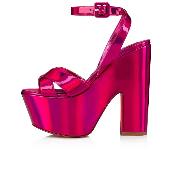 Women Superyaz 160 Mm Platform Sandals 8211 Patent Leather 8211 Fuxia Pink Christian Louboutin Sandals and Slides