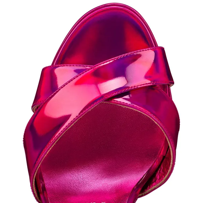Women Superyaz 160 Mm Platform Sandals 8211 Patent Leather 8211 Fuxia Pink Christian Louboutin Sandals and Slides
