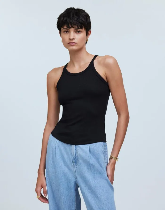 Women Supima Rib 03990s Tank True Black Madewell Tees