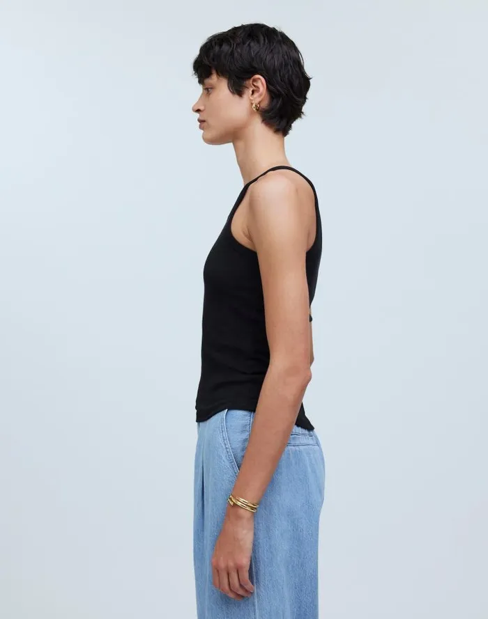 Women Supima Rib 03990s Tank True Black Madewell Tees