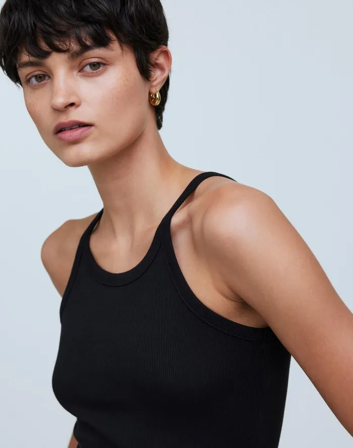 Women Supima Rib 03990s Tank True Black Madewell Tees
