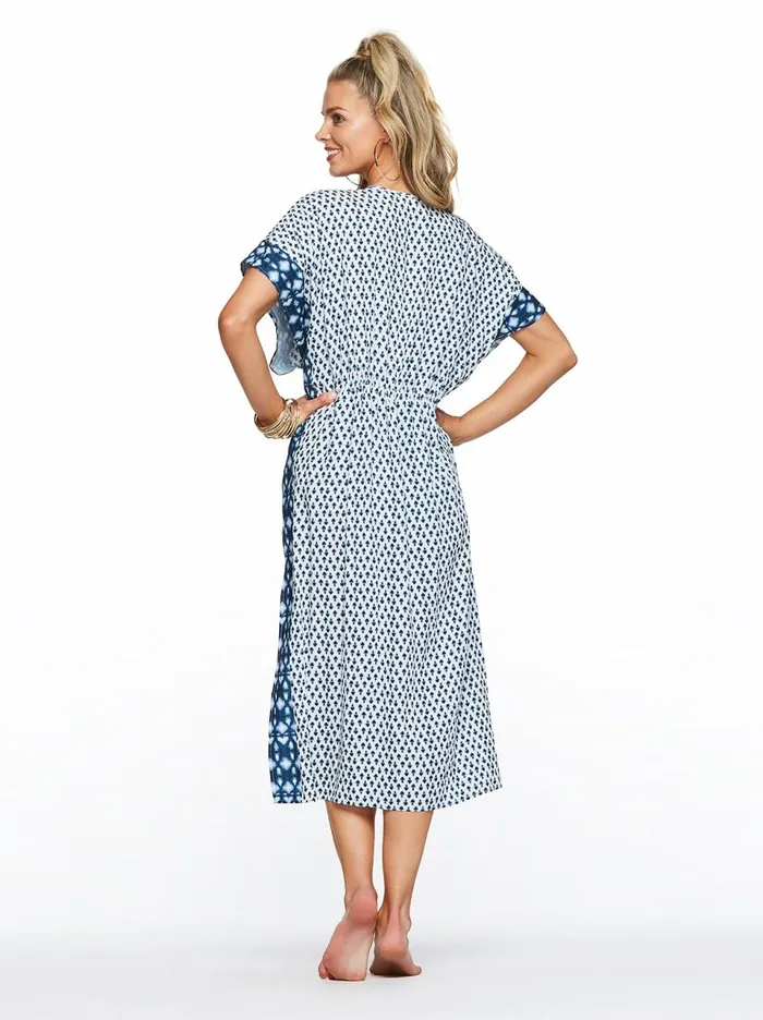 Women Swim Jessica Simpson Batik Babe Long Border Cover Up In Dark Navy Batik Babe Dark Navy