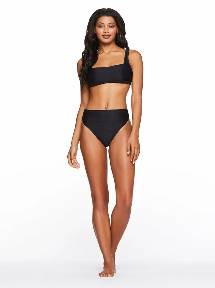 Women Swim Jessica Simpson High Waisted Bottom In Black Black