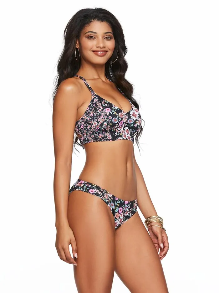 Women Swim Jessica Simpson Posy Fields Cropped Cami In Black Floral Posey Fields Black Floral