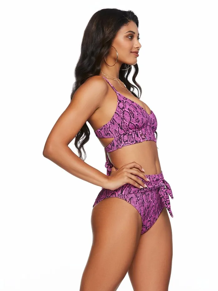 Women Swim Jessica Simpson Snake Charmer Cropped Cami In Fuchsia Snake Charmer Fuchsia