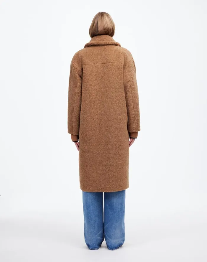 Women Teddy Long Coat Dark Camel Madewell Coats Jackets