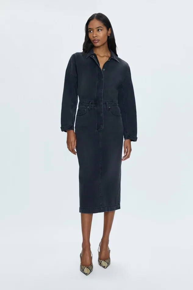 Women Tess Denim Midi Dress 8211 Coupe Pistola Denim Dresses