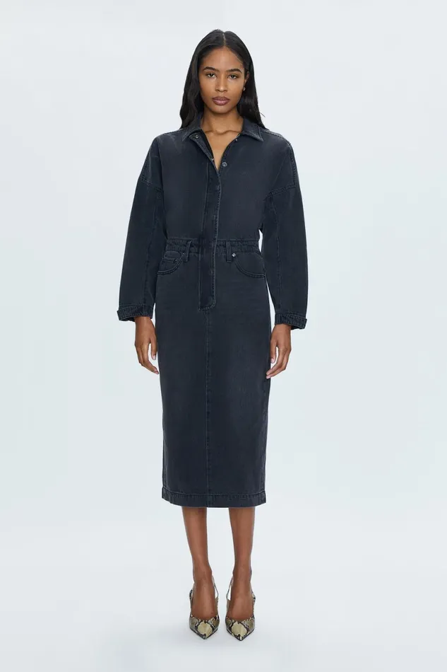 Women Tess Denim Midi Dress 8211 Coupe Pistola Denim Dresses