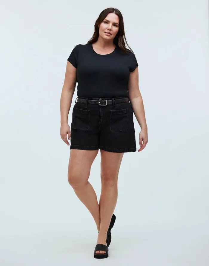 Women The Curvy Denim Emmett Short Patch Pocket Edition Sendhurst Wash Madewell Shorts