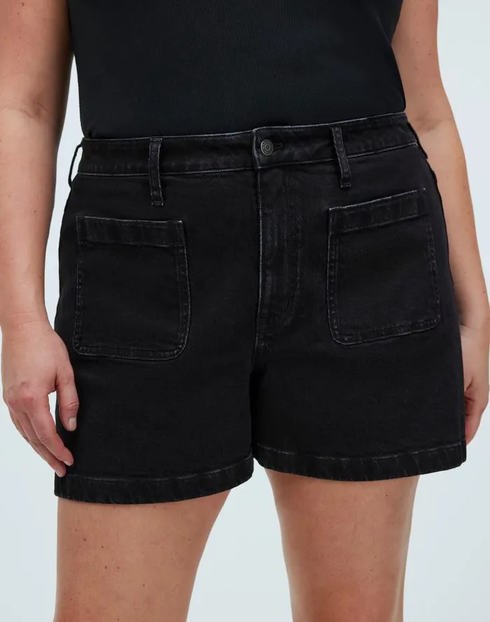 Women The Curvy Denim Emmett Short Patch Pocket Edition Sendhurst Wash Madewell Shorts
