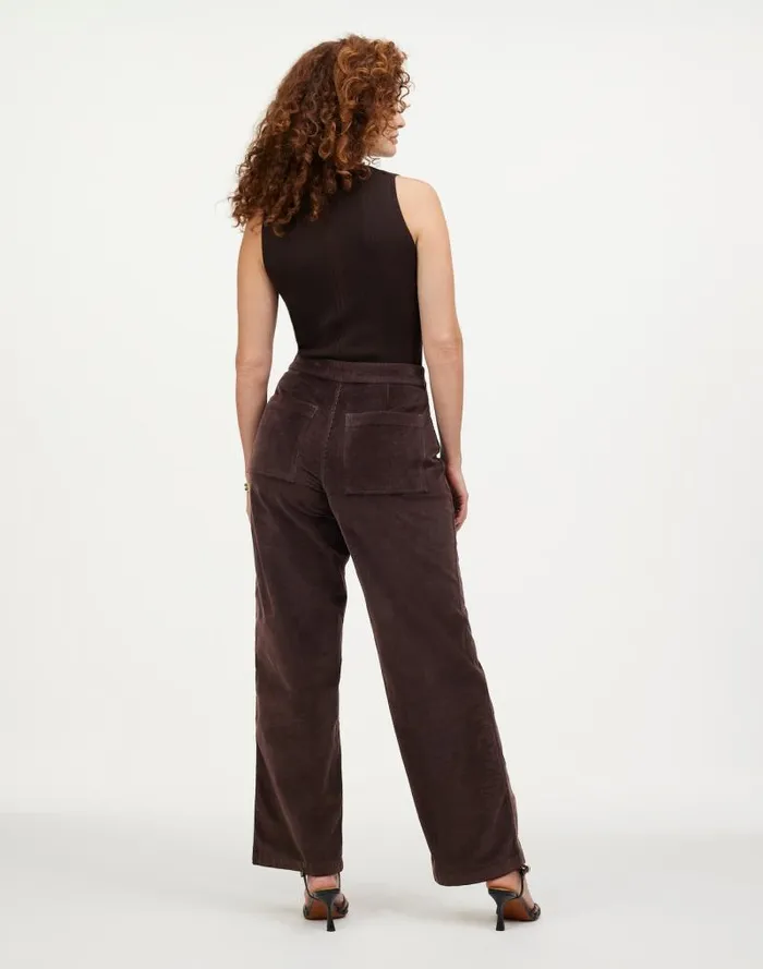 Women The Curvy Emmett WideLeg Pant In Corduroy Welt Pocket Edition Dark Carob Madewell Pants