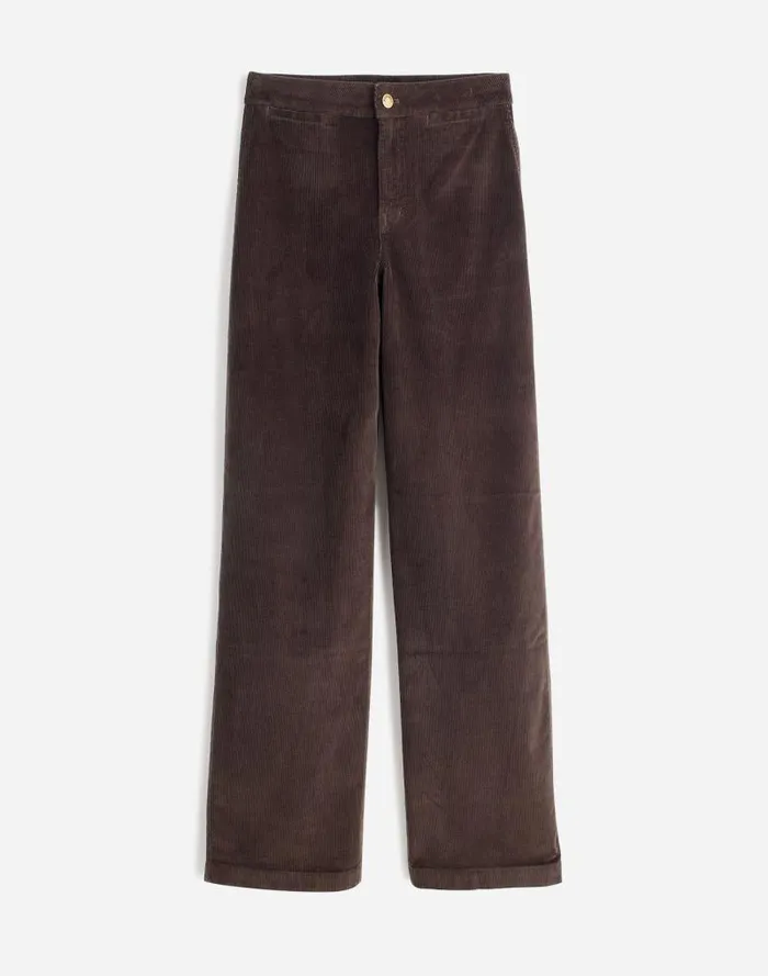 Women The Curvy Emmett WideLeg Pant In Corduroy Welt Pocket Edition Dark Carob Madewell Pants