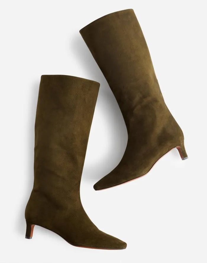 Women The Dimes KittenHeel Knee Boot Shaded Olive Madewell Boots