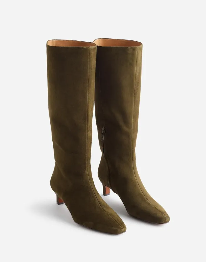 Women The Dimes KittenHeel Knee Boot Shaded Olive Madewell Boots