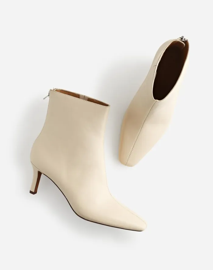 Women The Dimes StilettoHeel Ankle Boot Ecru Madewell Boots