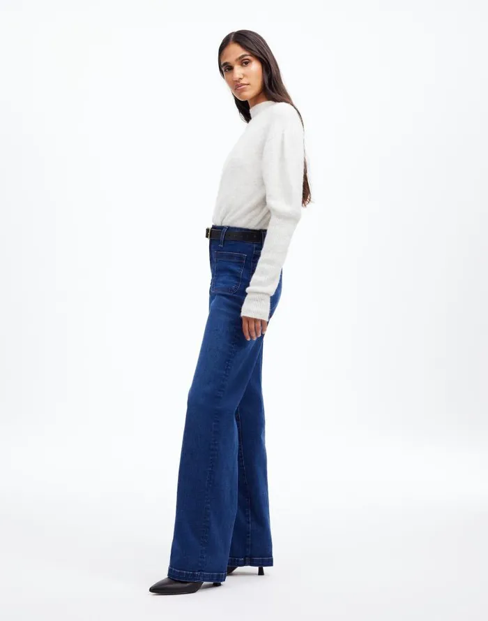 Women The Emmett WideLeg Full Length Jean Patch Pocket Edition Allentown Wash Madewell Jeans