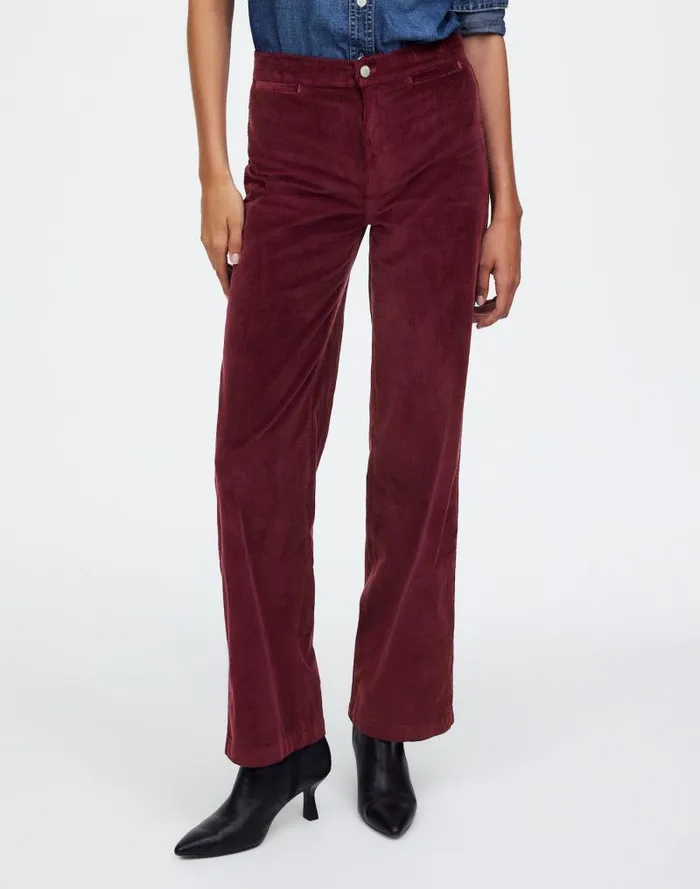 Women The Emmett WideLeg Pant In Corduroy Welt Pocket Edition Bordeaux Madewell Pants