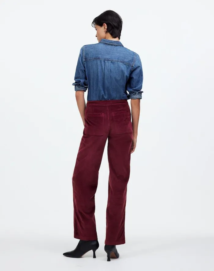 Women The Emmett WideLeg Pant In Corduroy Welt Pocket Edition Bordeaux Madewell Pants